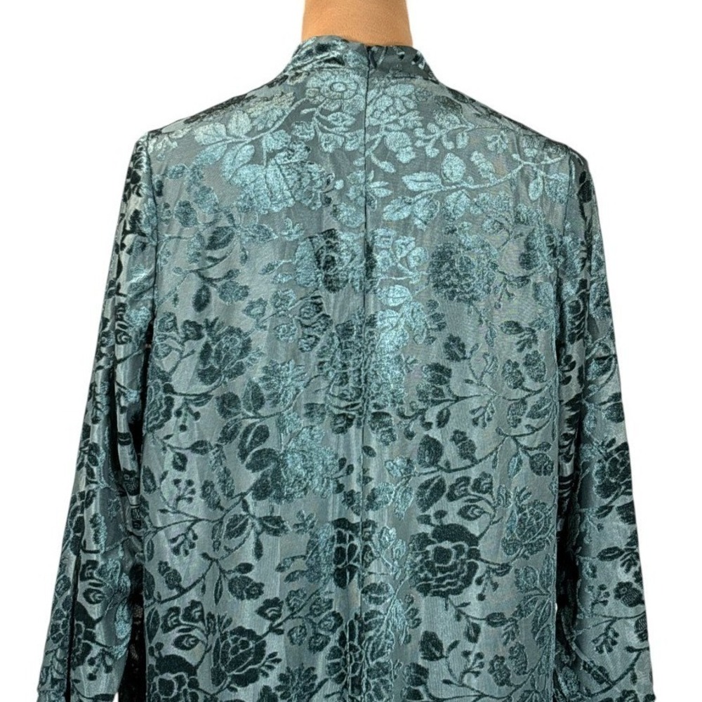 London Times Teal Floral Long Sleeve Dress - Picture 8 of 12